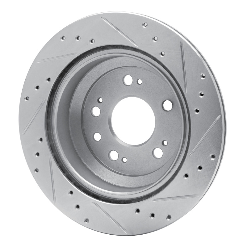 Acura RL Brake Rotor (1) - Rear Left - R1 Concepts - Drilled & Slotted - Silver - `05-`12